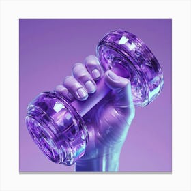 Purple Hand Holding A Dumbbell Stampe su tela