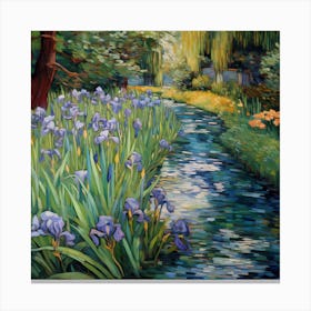 Knitted Impression: Monet's Blue Meadow Dreams 1 Canvas Print