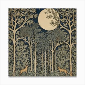 William Morris Print Night Forest Moon 1 Canvas Print