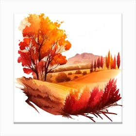 Watercolor Autumn Landscape 57 Canvas Print