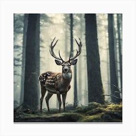Deer In The Forest Haze Ultra Detailed Film Photography Light Leaks Larry Bud Melman Trending (32) Canvas Print