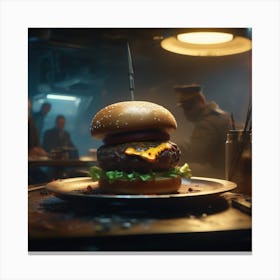 Burger In The Dark Canvas Print