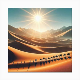 Camels In The Desert 4 Canvas Print