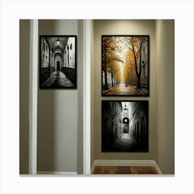 Black And White Street Scene 1 Canvas Print