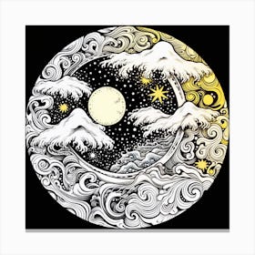 Moon And Stars 12 Canvas Print