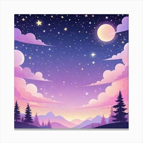 Sky With Twinkling Stars In Pastel Colors Square Composition 151 Canvas Print