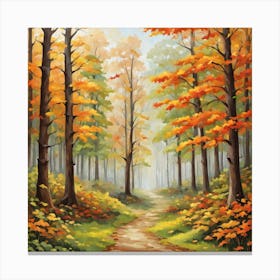 Forest In Autumn In Minimalist Style Square Composition 277 Canvas Print