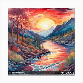 Sunset By The River Canvas Print