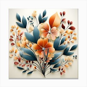 Autumn Leaf & Floral 3D Wall Art | Handmade Paper Botanical Sculpture | Nature-Inspired Decor for Home Canvas Print