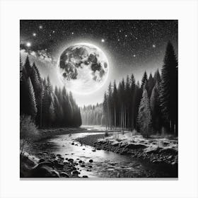 Full Moon Over The Forest Canvas Print