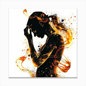 Portrait Of A Woman In Flames Canvas Print