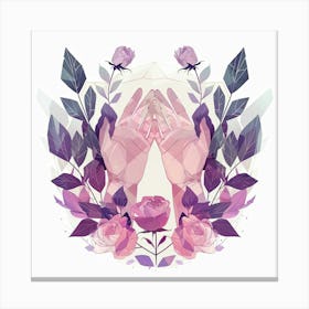 Woman Hands Floral Illustration Prayer Canvas Print