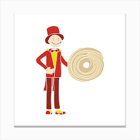 Shortbread Ringmaster Man, Fun Circus Animal, Cake, Biscuit, Sweet Treat Print, Square Canvas Print