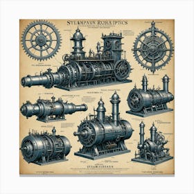 Steampunk Locomotives Canvas Print