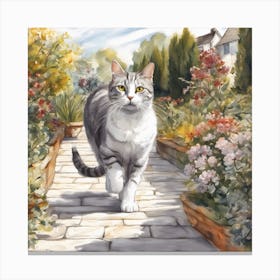 Cat In The Garden Canvas Print