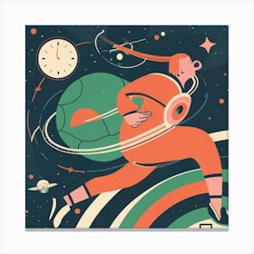 Astronaut Running In Space Canvas Print