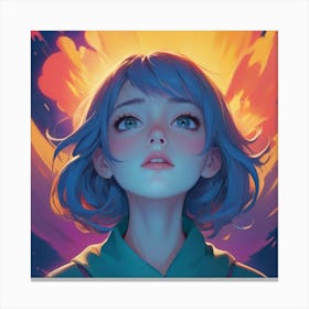 Anime Girl With Blue Hair 7 Canvas Print