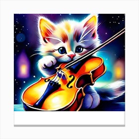 Kitten Playing Violin Canvas Print