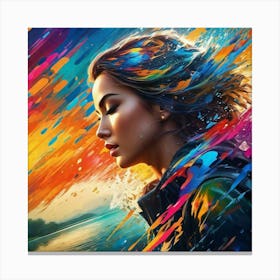 Girl With The Rainbow Hair Canvas Print