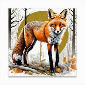 Fox In The Woods 40 Canvas Print