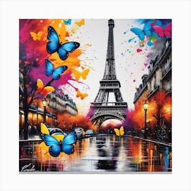 Paris With Butterflies 35 Canvas Print