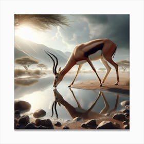 Antelope Drinking Water Canvas Print