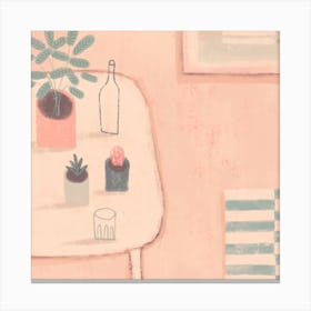 Still Life In Green And Pink Canvas Print