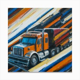 Abstract oil painting of truck with trailer 3 Canvas Print