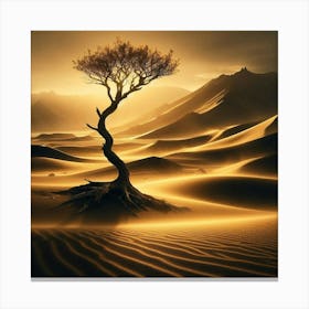 Lone Tree In The Desert 4 Canvas Print