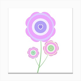 Pastel Flower Purple Heart Canvas Print