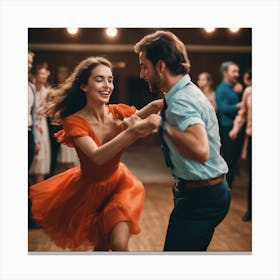 Couple Dancing At A Party Canvas Print