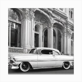 Old Car In Front Of A Building Canvas Print