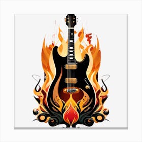 Guitar On Fire Canvas Print