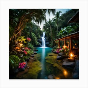 Waterfall In The Jungle Canvas Print