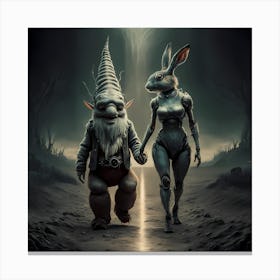 Gnome And Rabbit 1 Canvas Print