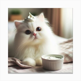 Cute Cat Cream 4 Canvas Print