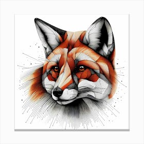 Red Fox - Abstract Line Art Illustration 213 Canvas Print