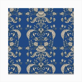 Folk Pattern Blue Canvas Print