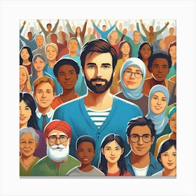 A beautiful piece of digital artwork depicting a diverse group of people from all walks of life. The people are all smiling and looking happy, and they are all wearing different types of clothing. The background is a simple white color, which helps to make the people stand out. The artwork is a celebration of diversity and inclusion, and it is a reminder that we are all more alike than we are different. It would be a great addition to any home or office, and it would make a perfect gift for anyone who appreciates diversity. Canvas Print