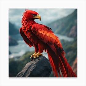 Red Phoenix: Rebirth in Flame Canvas Print