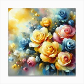 Colorful roses in sunset oil painting abstract painting art 7 Canvas Print