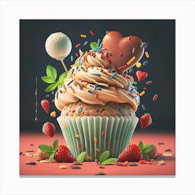 Cupcake With Sprinkles Canvas Print