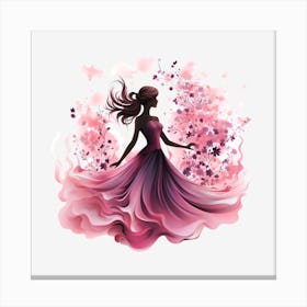 Pink Flower Girl Canvas Print