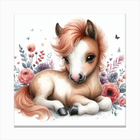 Little Pony With Flowers Canvas Print
