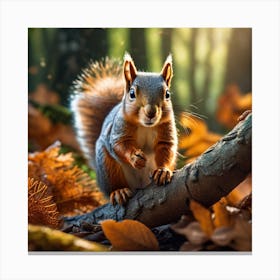 Squirrel In Autumn Forest 4 Canvas Print