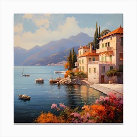 Horizon Harmony: Positano's Coastal Majesty in Watercolour Canvas Print