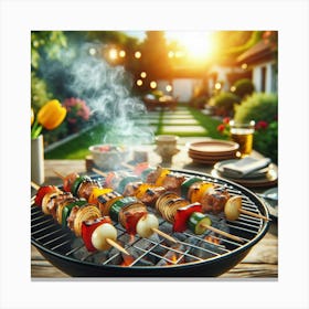 Barbecue Grill On The Patio Canvas Print