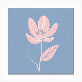 A White And Pink Flower In Minimalist Style Square Composition 503 Canvas Print