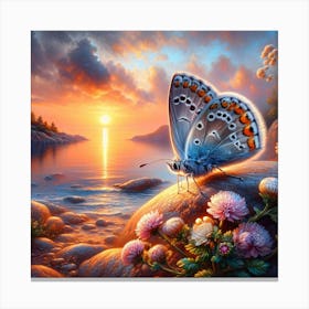 Butterfly At Coast Sunset Toile