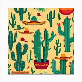 Mexican Cactus Pattern 7 Canvas Print